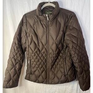 Eddie Bauer Premium Goose Down Puffer Puffy Jacket Coat Women's Size M Brown